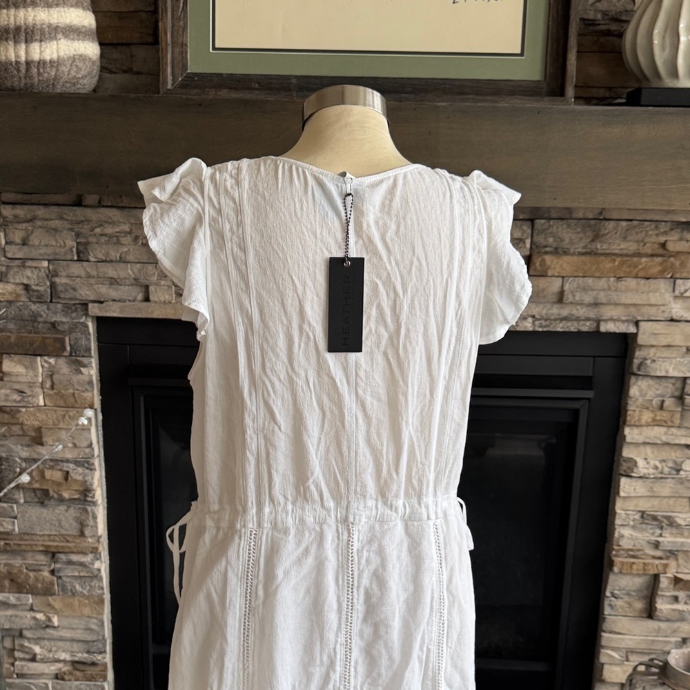 Bordeaux White Maxi Dress with Ruffle Sleeves - Picture 10 of 15
